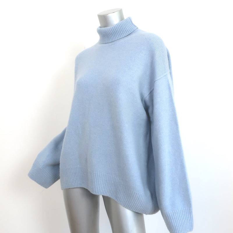 Mandkhai Cashmere Oversized Turtleneck Sweater Baby Blue Size Large