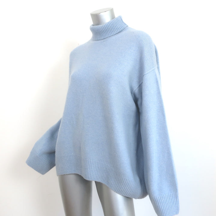Mandkhai Cashmere Oversized Turtleneck Sweater Baby Blue Size Large