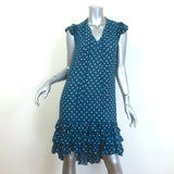 Zimmermann Flutter Sleeve Belted Polka Dot Dress Teal Crepe Size 0