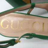 Gucci Horsebit Slingback Pumps Green Leather Size 41