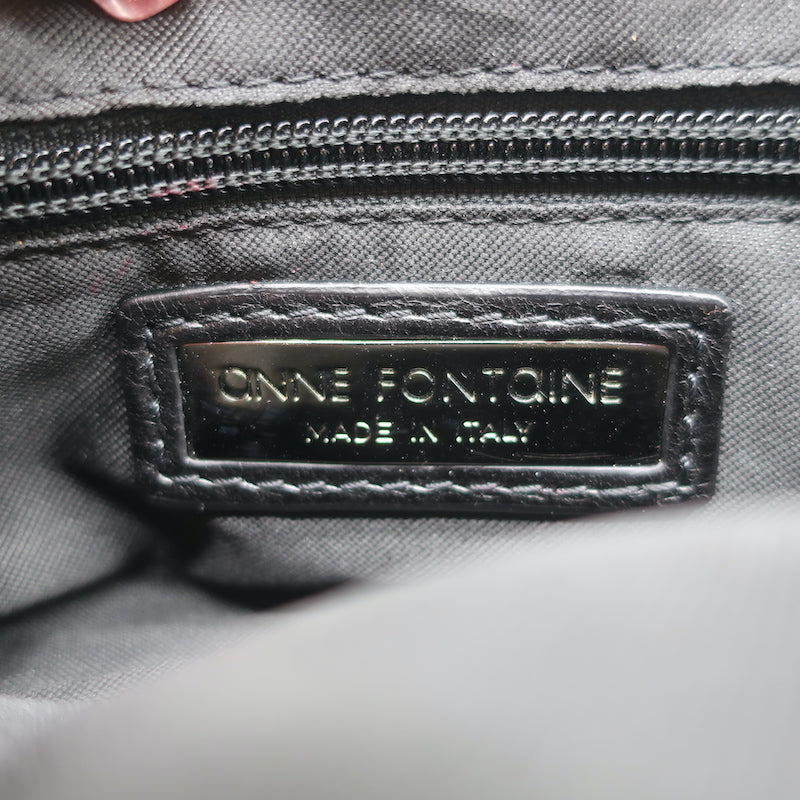 Anne Fontaine Flower Clutch Cherie Black Leather Small Chain Strap Bag
