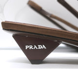 Prada Logo-Heel Slingback Pumps Tobacco Satin Size 40 NEW