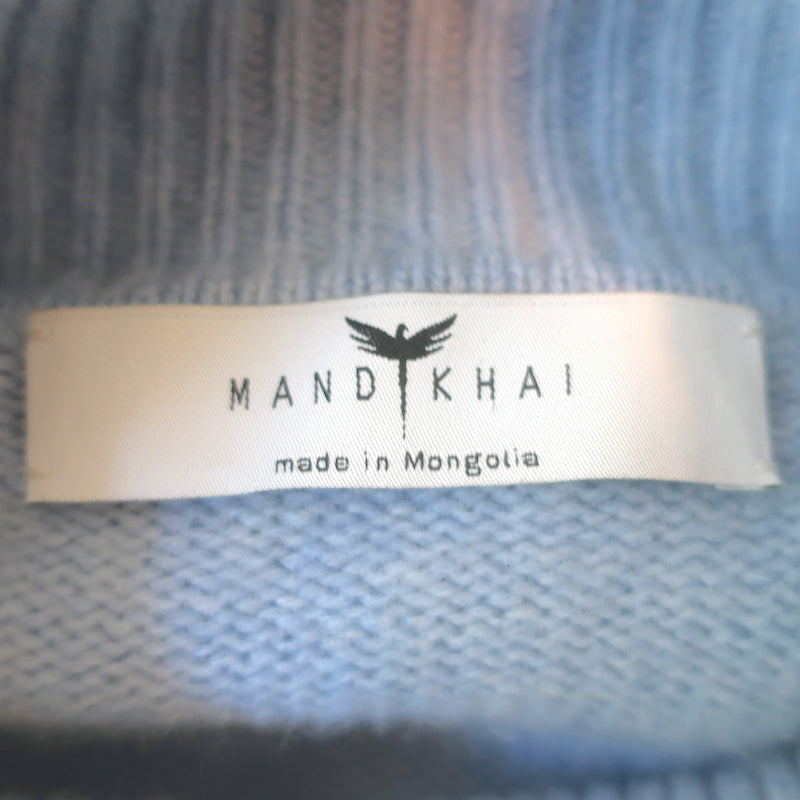 Mandkhai Cashmere Oversized Turtleneck Sweater Baby Blue Size Large
