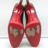 Christian Louboutin New Simple Wood-Platform Pumps Black Leather Size 37.5