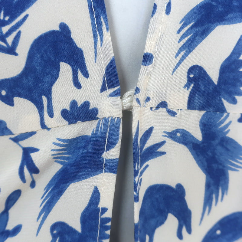 We Are Leone Contrast Maxi Dress Blue/Orange Printed Silk Size Extra Small/Small