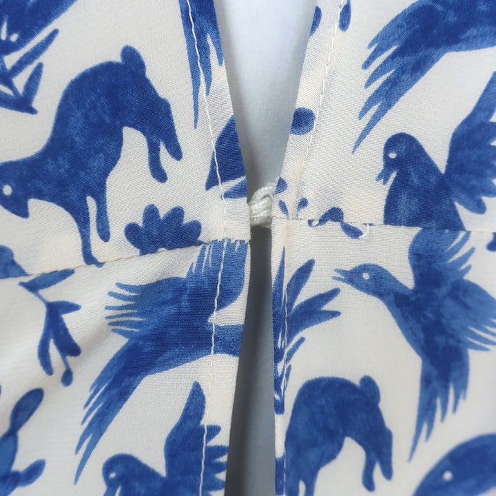 We Are Leone Contrast Maxi Dress Blue/Orange Printed Silk Size Extra Small/Small