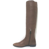 Prada Pointed Toe Flat Knee High Boots Brown Leather Size 38.5