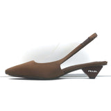 Prada Logo-Heel Slingback Pumps Tobacco Satin Size 40 NEW