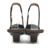 Prada Logo-Heel Slingback Pumps Tobacco Satin Size 40 NEW