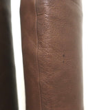 Prada Pointed Toe Flat Knee High Boots Brown Leather Size 38.5