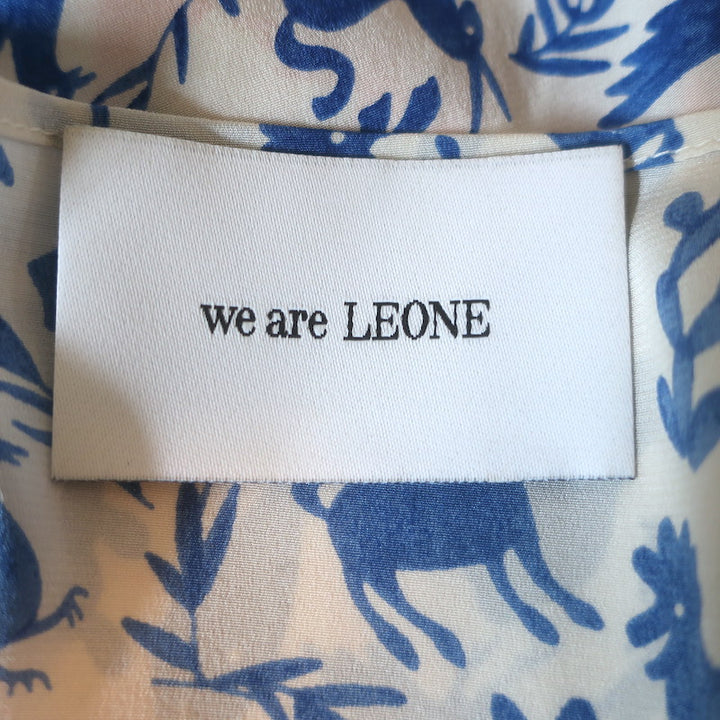 We Are Leone Contrast Maxi Dress Blue/Orange Printed Silk Size Extra Small/Small