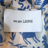 We Are Leone Contrast Maxi Dress Blue/Orange Printed Silk Size Extra Small/Small