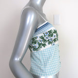 Philosophy di Alberta Ferretti Tank Top Blue Floral Print Gingham Size US 6