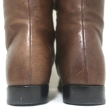 Prada Pointed Toe Flat Knee High Boots Brown Leather Size 38.5