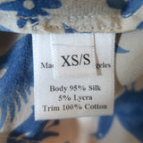 We Are Leone Contrast Maxi Dress Blue/Orange Printed Silk Size Extra Small/Small