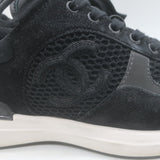 Chanel 22P CC Low Top Sneakers Black Mesh & Suede Size 37