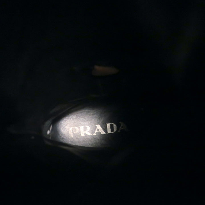 Prada Pointed Toe Flat Knee High Boots Brown Leather Size 38.5