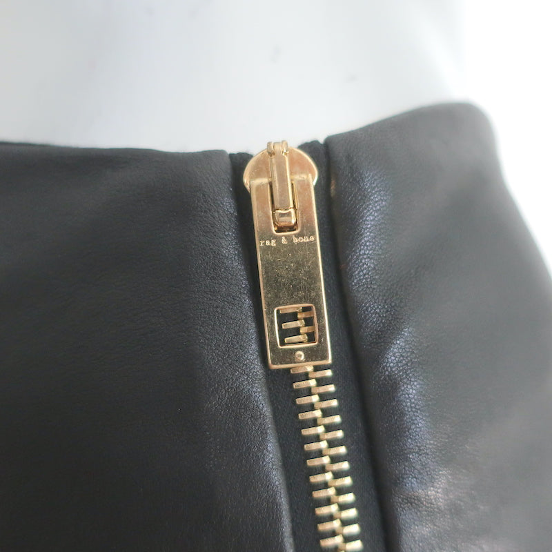 Rag &amp; Bone Chatel Side-Zip Leather Leggings Black Size 2