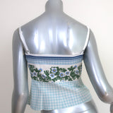 Philosophy di Alberta Ferretti Tank Top Blue Floral Print Gingham Size US 6