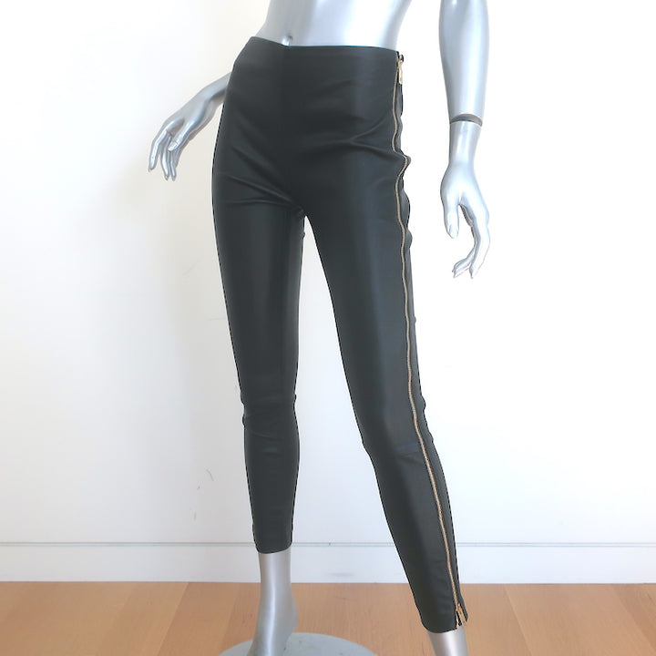 Rag &amp; Bone Chatel Side-Zip Leather Leggings Black Size 2