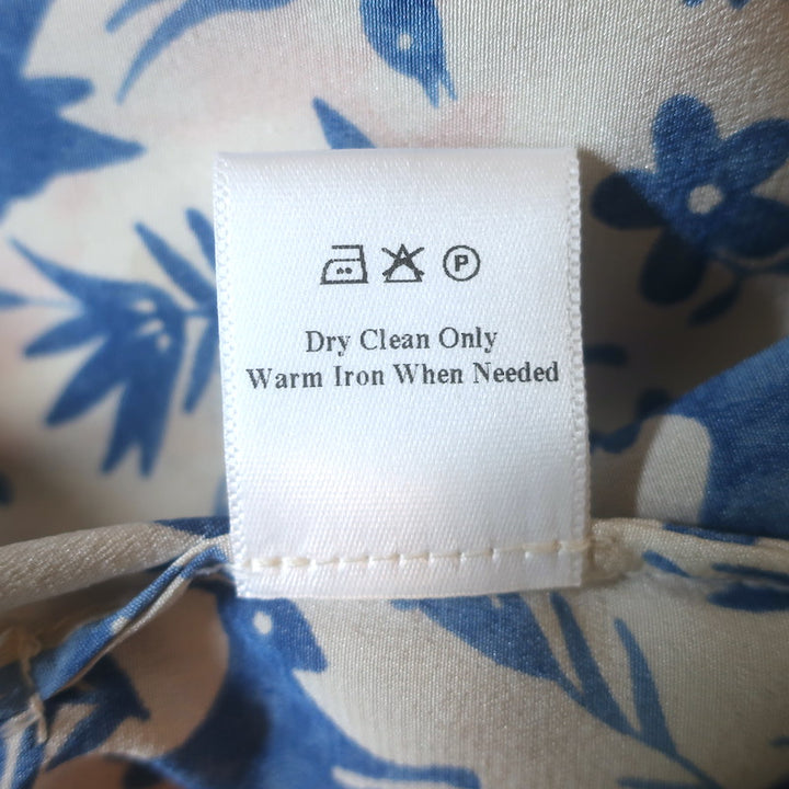 We Are Leone Contrast Maxi Dress Blue/Orange Printed Silk Size Extra Small/Small