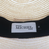 Maison Michel Henrietta Straw Fedora Hat Natural with Pink Band Size Medium