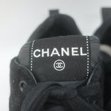 Chanel 22P CC Low Top Sneakers Black Mesh & Suede Size 37