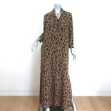 L'Agence Cameron Leopard Print Belted Maxi Shirtdress Camel/Black Size Small