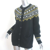 Barneys New York Fair Isle Cardigan Black Wool-Cashmere Size Medium