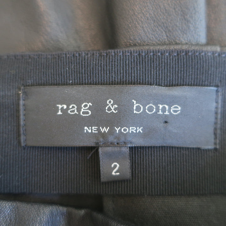 Rag &amp; Bone Chatel Side-Zip Leather Leggings Black Size 2