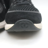 Chanel 22P CC Low Top Sneakers Black Mesh & Suede Size 37