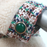 Steve J & Yoni P Shearling & Tweed Down-Filled Jacket Cream/Green Size Small