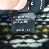 Barneys New York Fair Isle Cardigan Black Wool-Cashmere Size Medium