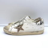 Golden Goose Superstar Zebra & Leopard Print Sneakers White Leather Size 39