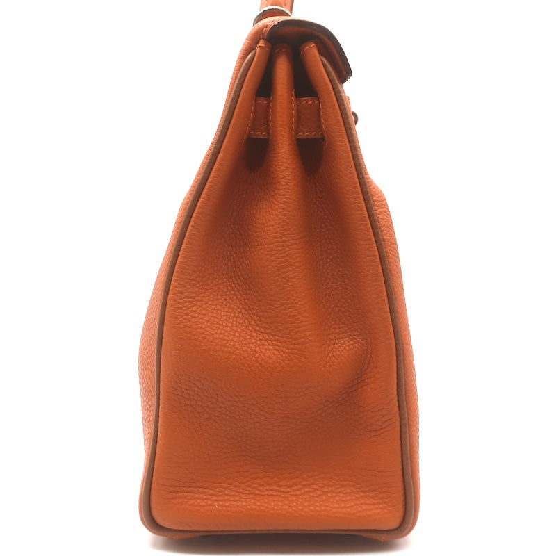 Hermes 2005 Kelly Retourne 32 Bag Orange Togo Leather Palladium Hardware