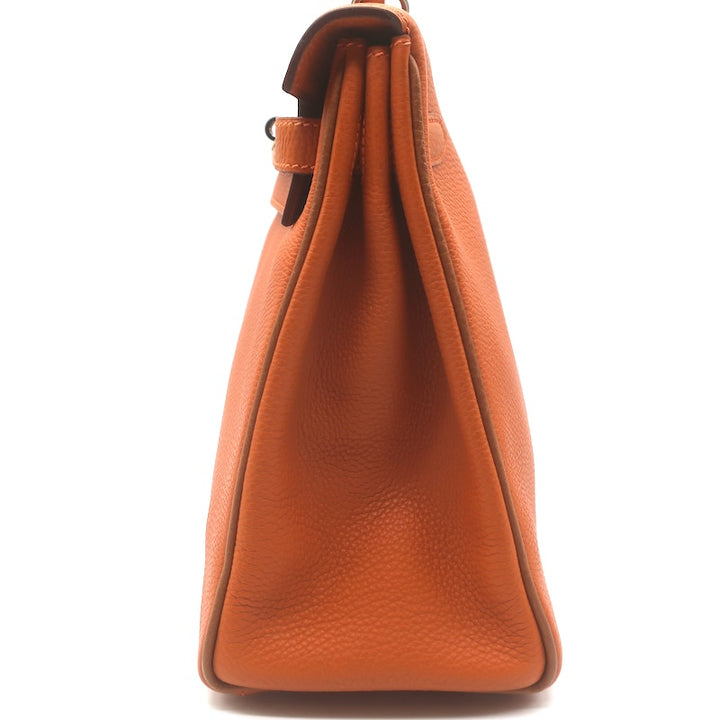 Hermes 2005 Kelly Retourne 32 Bag Orange Togo Leather Palladium Hardware