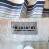 Philosophy di Alberta Ferretti Pleated Skirt Blue Floral Print Gingham Size US 2