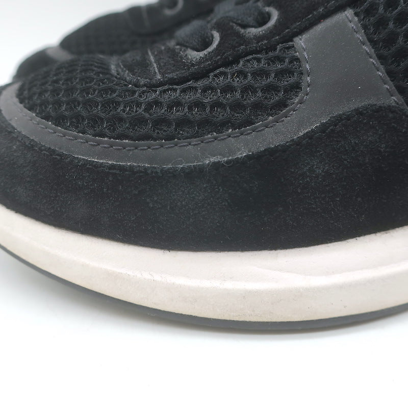 Chanel 22P CC Low Top Sneakers Black Mesh &amp; Suede Size 37