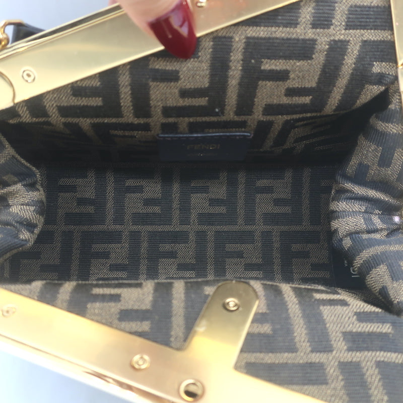 Fendi First Small Crossbody Bag Black Leather Clutch
