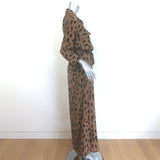 L'Agence Cameron Leopard Print Belted Maxi Shirtdress Camel/Black Size Small