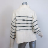 Veronica Beard Viori Striped Mock Neck Sweater Ivory/Black Size Medium