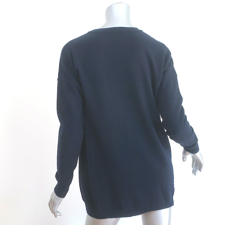 Stella McCartney Eagle Jacquard Crewneck Sweater Navy Virgin Wool Size 36