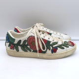 Gucci Ace Floral-Embroidered Low Top Sneakers White Leather Size 37