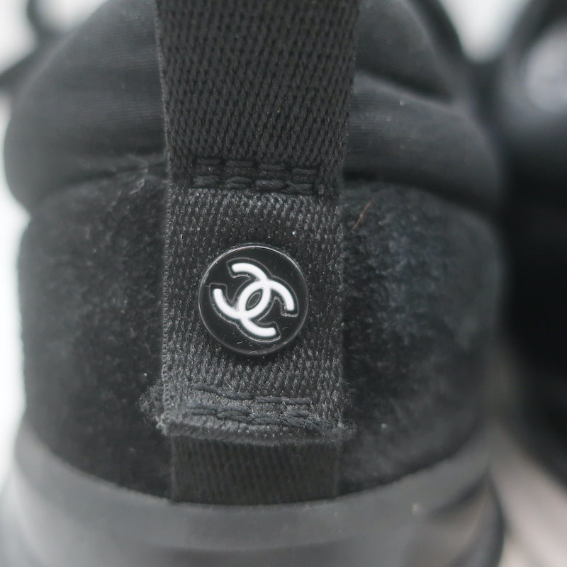Chanel 22P CC Low Top Sneakers Black Mesh &amp; Suede Size 37