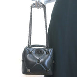 Valentino Small Roman Stud The Handle Bag Black Leather Chain Strap Crossbody