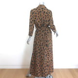 L'Agence Cameron Leopard Print Belted Maxi Shirtdress Camel/Black Size Small