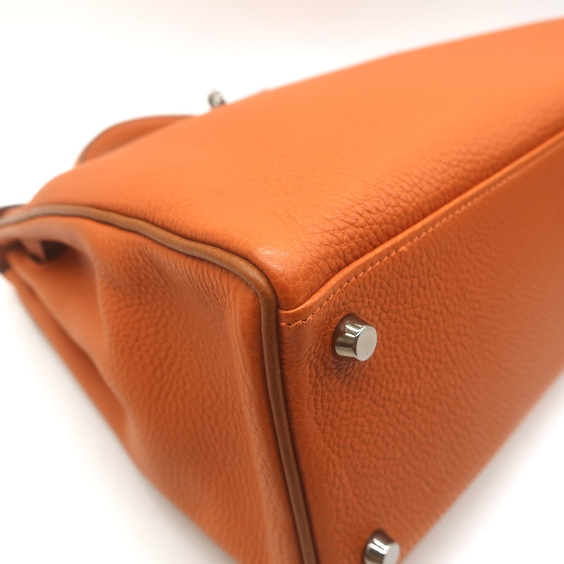 Hermes 2005 Kelly Retourne 32 Bag Orange Togo Leather Palladium Hardware