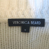 Veronica Beard Viori Striped Mock Neck Sweater Ivory/Black Size Medium