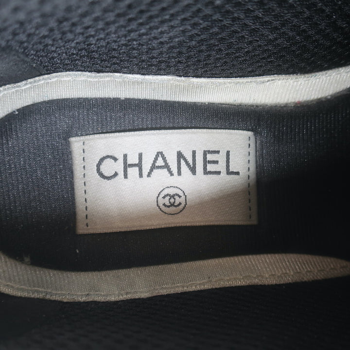 Chanel 22P CC Low Top Sneakers Black Mesh &amp; Suede Size 37