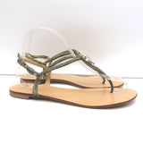 Giuseppe Zanotti Crystal-Embellished T-Strap Sandals Gold Metallic Suede Size 39